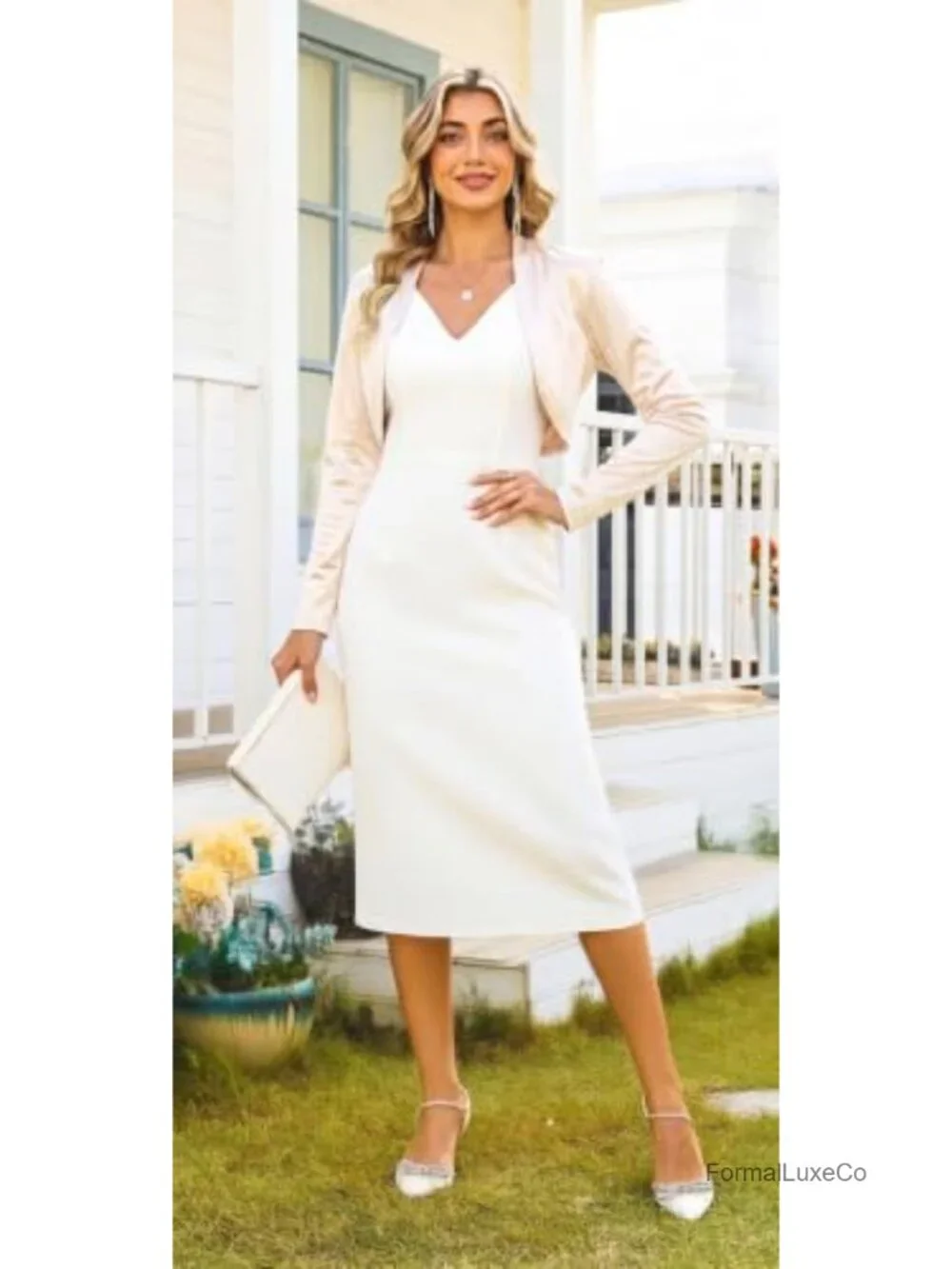 Satin Long Sleeve Bolero Shrug Open Front Ruffle Hem Formal Jacket